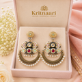Handcrafted Boho Chandbali Earrings with Pearls & Pastel Stones