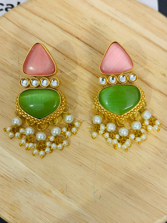 Kundan Pearl Drop Earrings