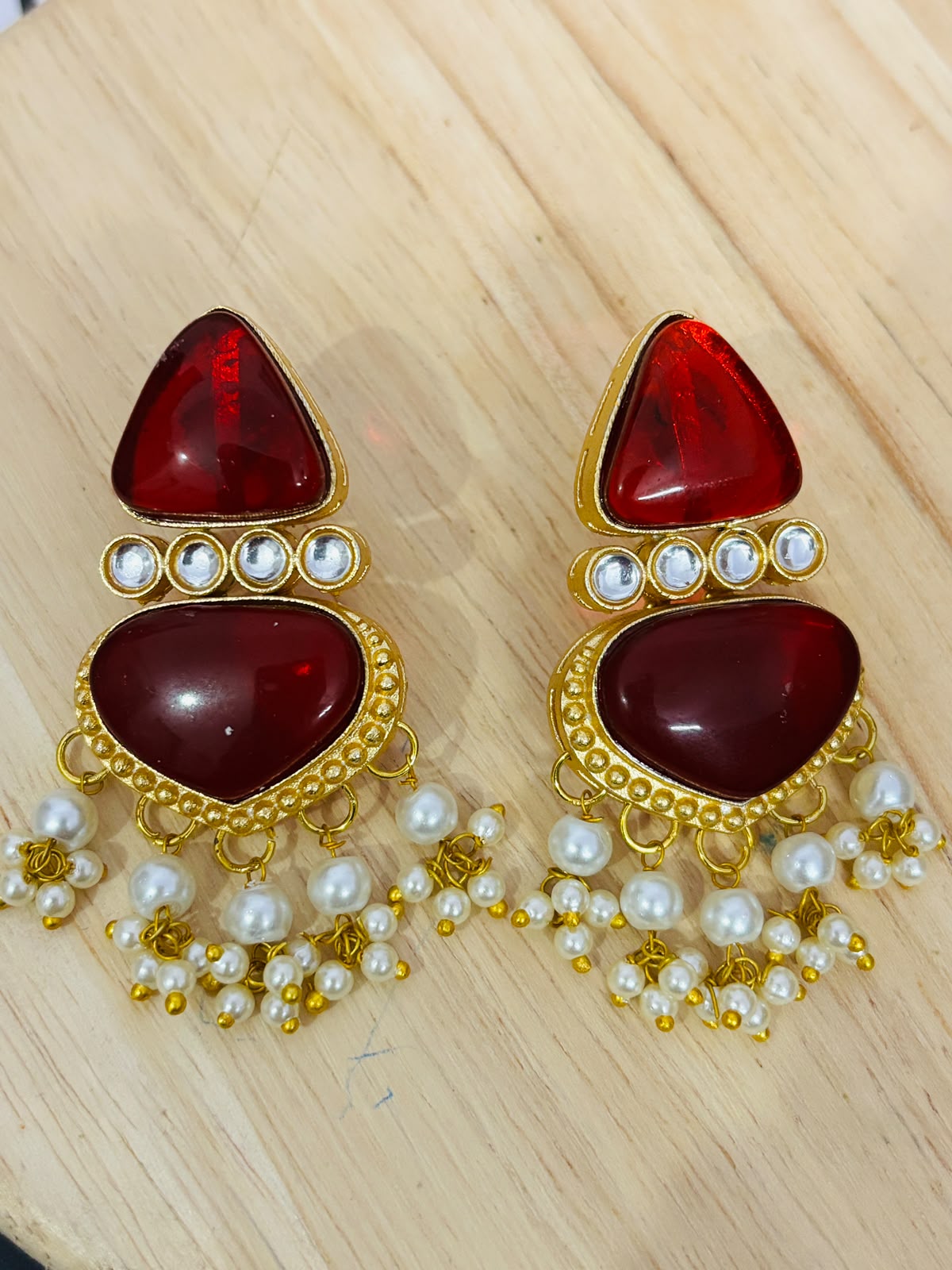 Kundan Pearl Drop Earrings